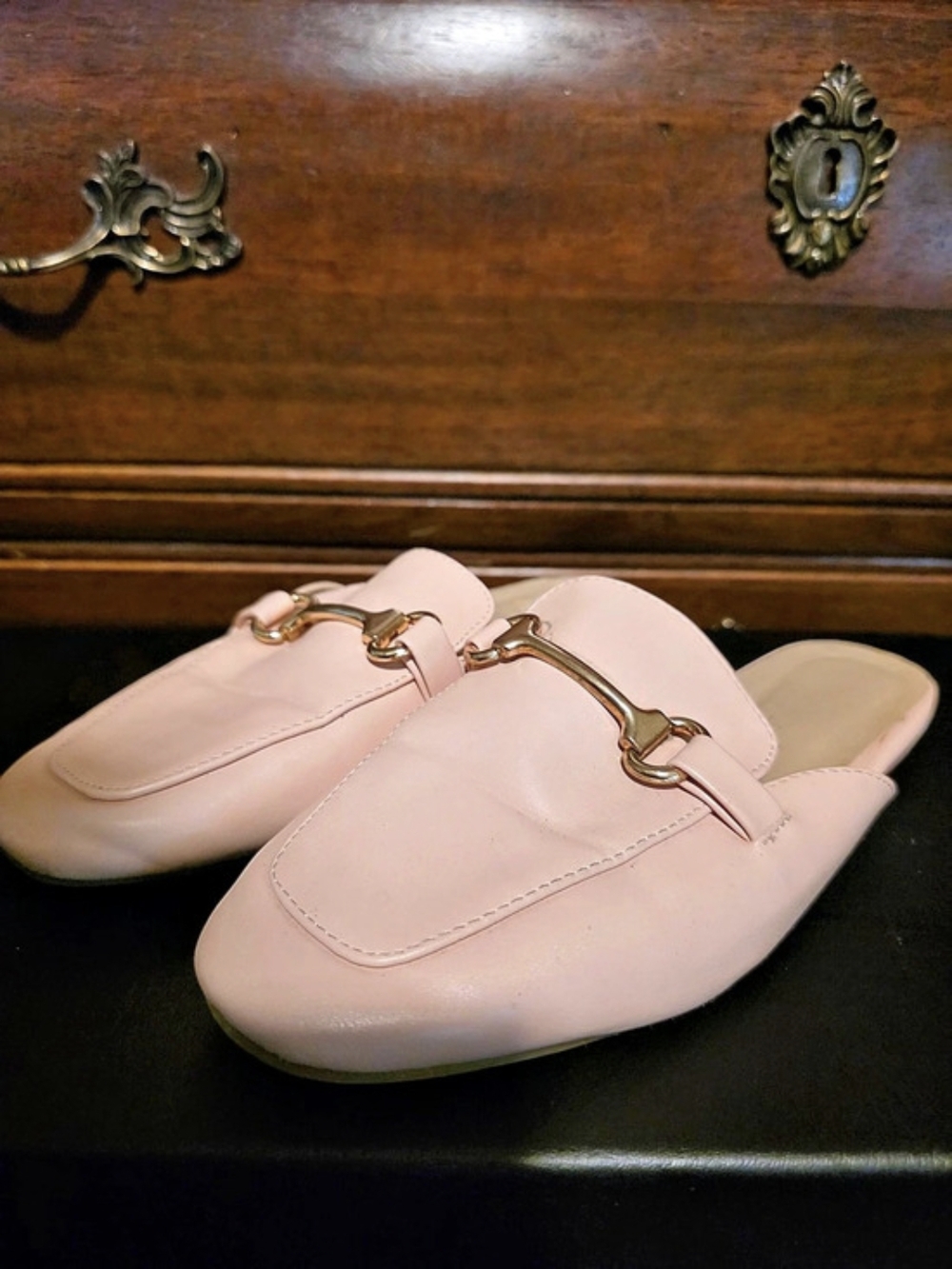 Natural Breeze Pink Horsebit Mules